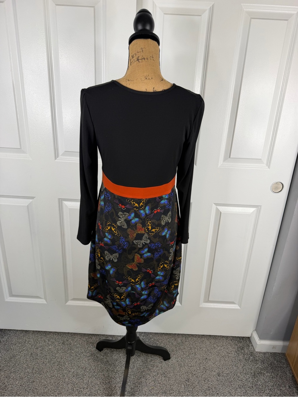 Lella Mode Italy Boho Butterfly Print Balloon Hem Dress XL 14 - Picture 7 of 11